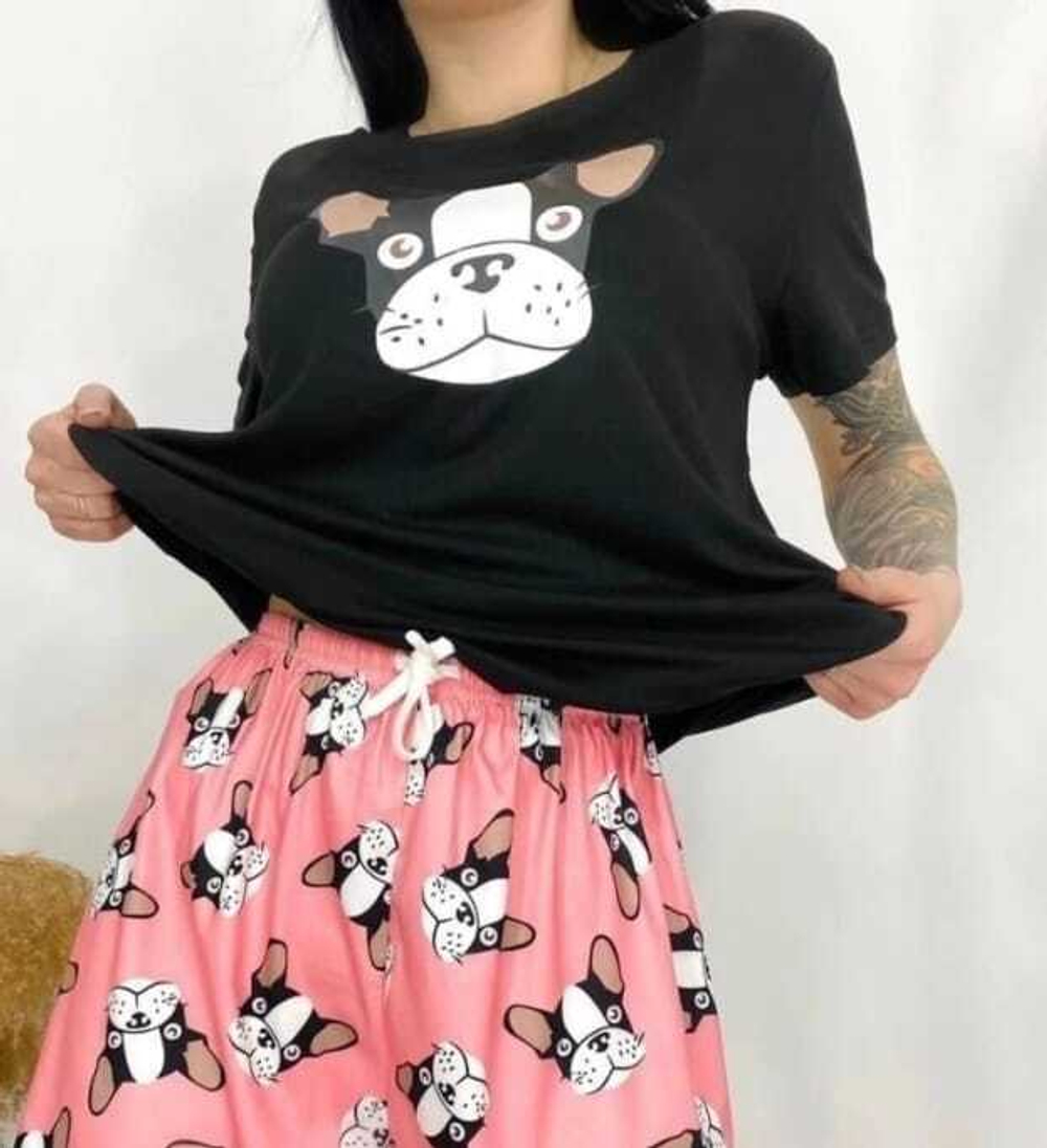 [m]Пижама жен.б/в шорты+футб мультик (велик) 10028