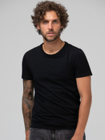 Мужская базовая футболка из хлопкового трикотажа (Размер: M) (Цвет: черный)