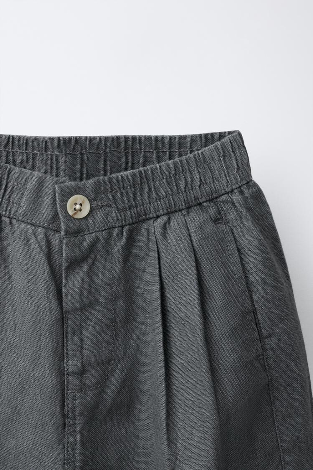 ZARA БРЮКИ СО СКЛАДКАМИ ИЗ 100% ЛЬНА, НЕФТЯНОЙ