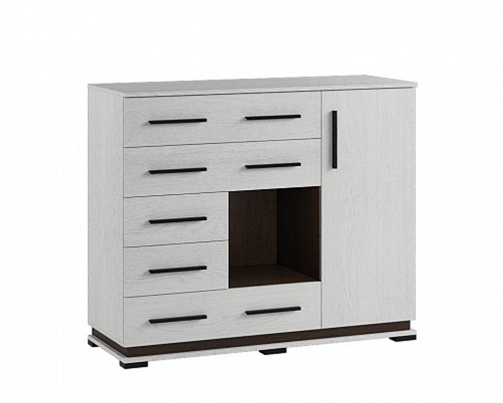 Комод с полками Модена МК-2, ясень анкор светлый/венге