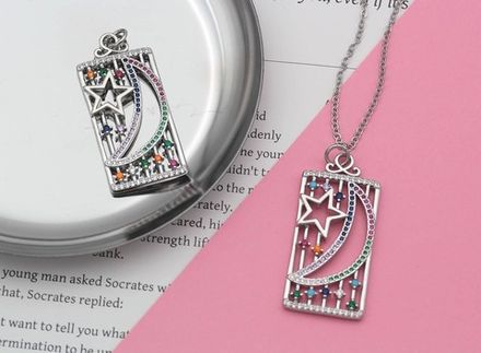 Подвеска прямоугольная "The Moon", 40,5мм, стразы