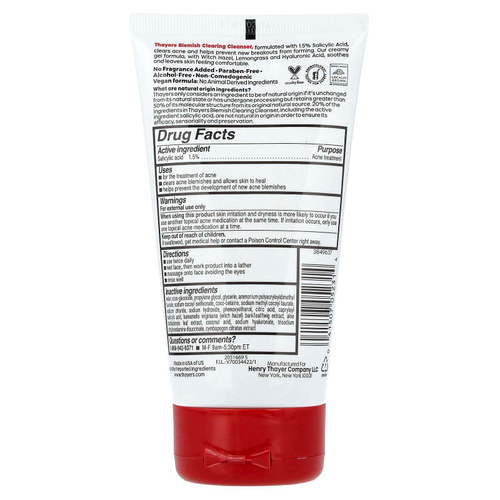 Thayers, очищающее средство для устранения несовершенств, для кожи, склонной к акне, 132 мл (4,4 жидк. унции)