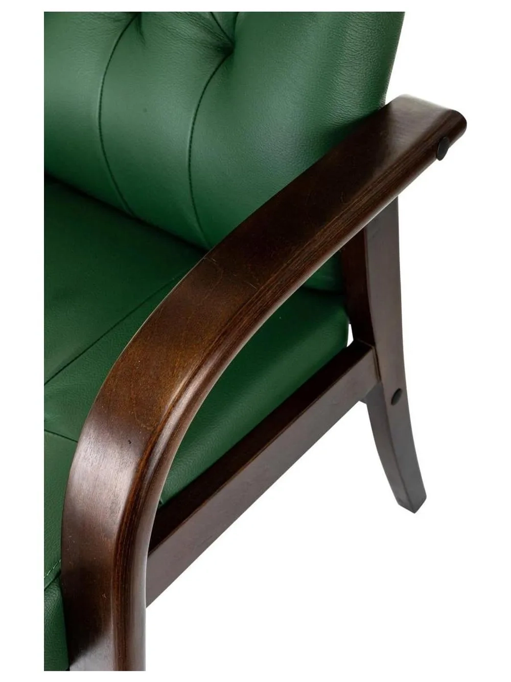 Кресло Бюрократ T-9928WALNUT-CF, зеленый, кожа, на ножках, дерево