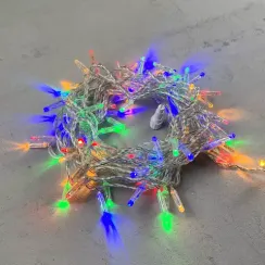 Светодиодная гирлянда с колпачком 100 разноцветных LED ламп 10 м., 220-230 В., прозрачный провод ПВХ, IP65, LTC (PST100CAP-10-2M)