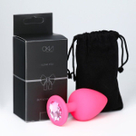 Розовая анальная пробка "Оки-Чпоки" с кристаллом - 9,4 см.