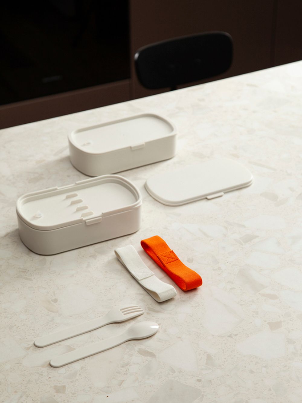 Ланч-бокс с приборами Food Time, 1 л, молочный