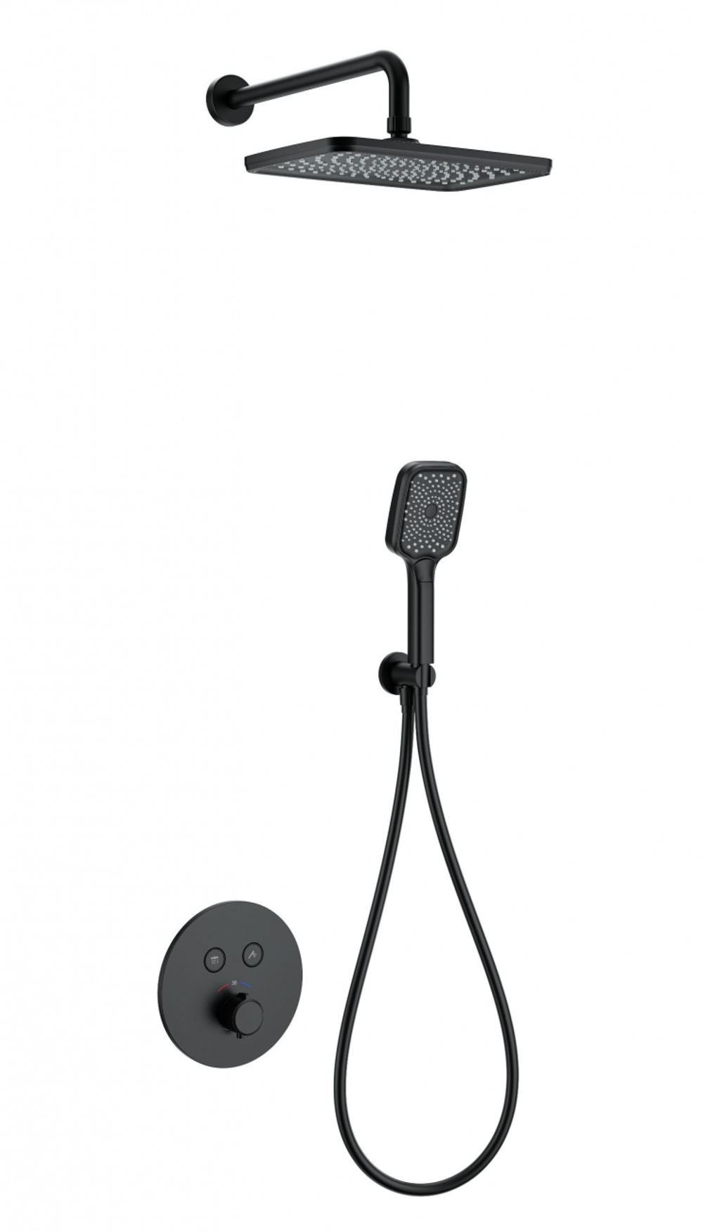 Душевая система с термостатом встраиваемая WONZON & WOGHAND, Черный матовый (WW-D2017-A-MB)