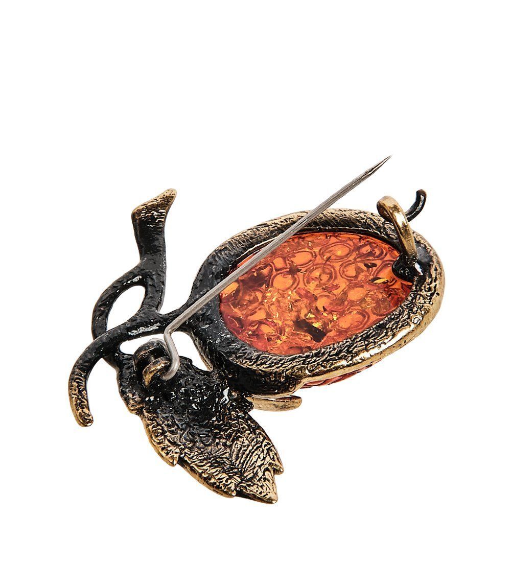 AM-2360 Брошь «Малина» (латунь, янтарь)
