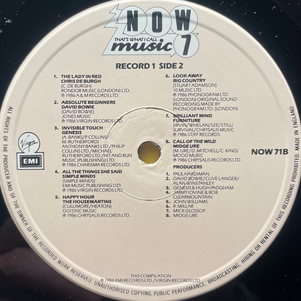 Сборник Now That's What I Call Music 7 2LP (Англия 1986г.)