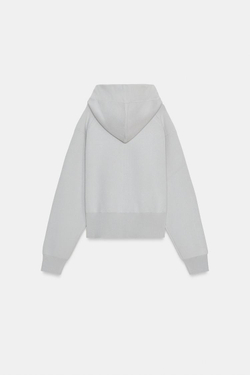 ZARA КАРДИГАН С КАПЮШОНОМ И ЗАВЯЗКАМИ, СЕРЫЙ МЕЛАНЖ