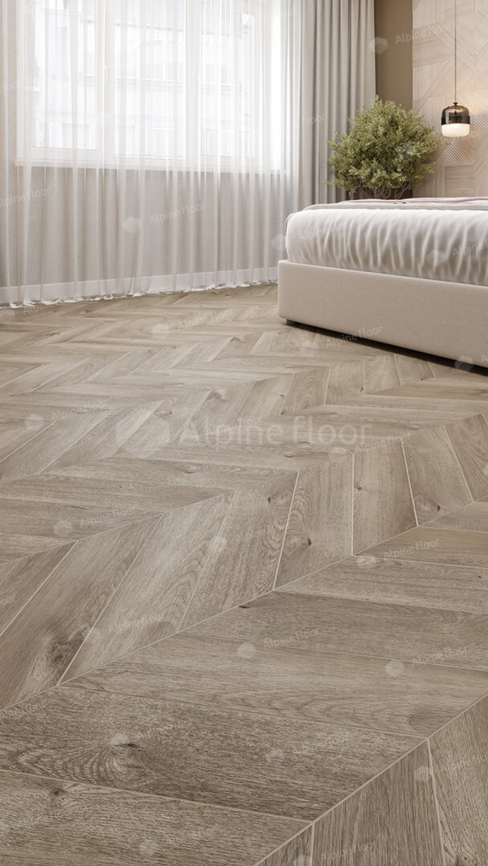 Каменно-полимерная напольная плитка Alpine Floor Chevron Дуб Натуральный Отбеленный ECO 18-3