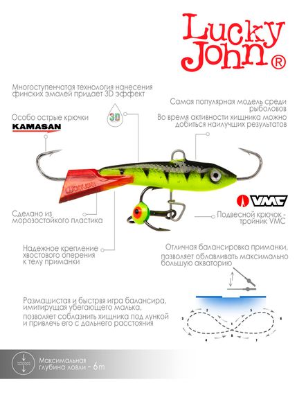 Балансир Lucky John CLASSIC 4.5 с тр. 50мм/31RT блистер