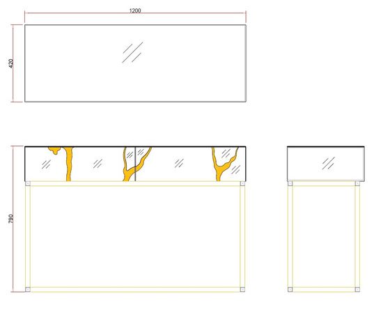 KFG197 Консоль зеркальная c золотым декором 120*42*79см