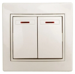 Выключатель Intro Plano 1-105-02 двухклавишный с подсветкой 10А-250В IP20 СУ слоновая кость