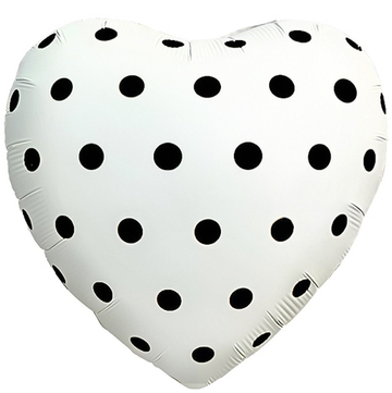 Сердце "Кремовое в черный горох"