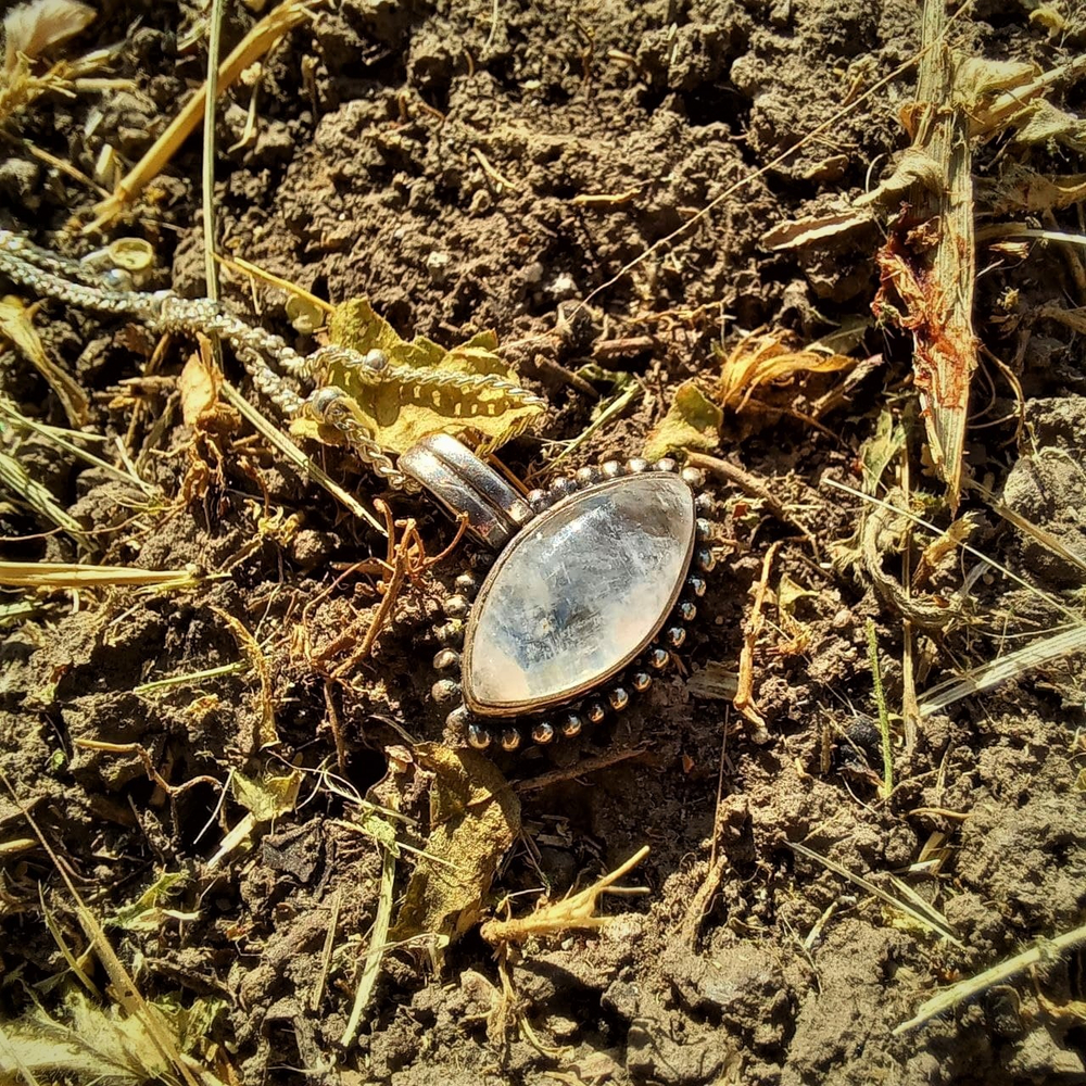 Подвеска ОКО-4 с цепочкой, серебро/лунный камень