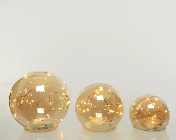 Набор светильников Янтарные капли, 3 шт, на батарейках, янтарный, Kaemingk (486155)