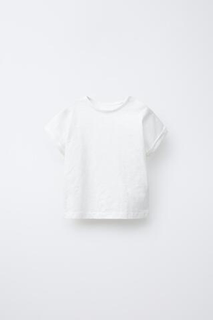 ZARA ОДНОТОННАЯ ФУТБОЛКА, БЕЛЫЙ