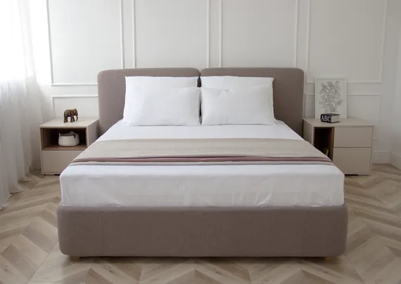 Кровать с подъемным механизмом Hub Soft 160 см (капучино, твид)