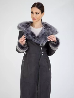 Дубленка зима натуральная с капюшоном длинная