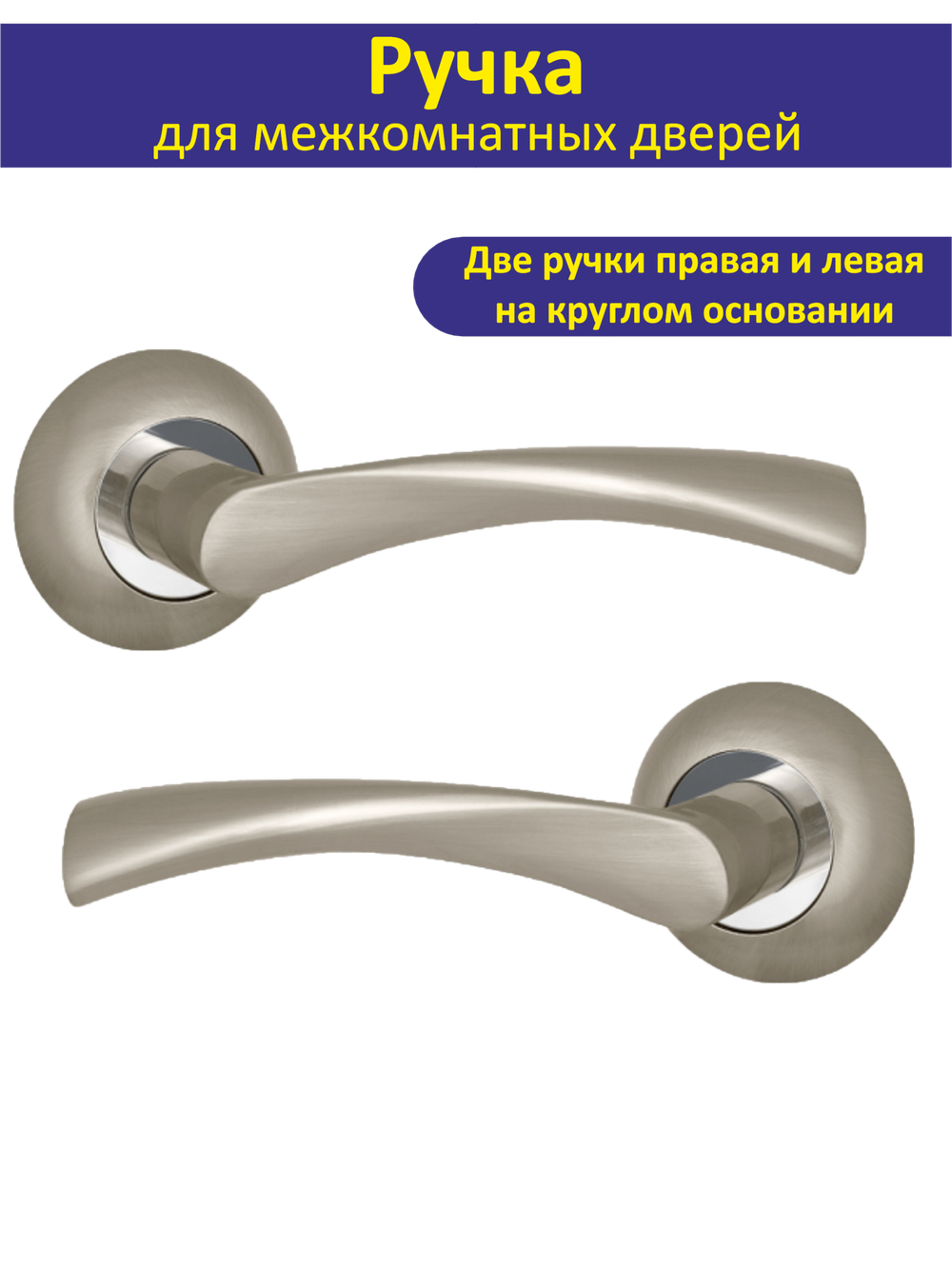 Ручка дверная межкомнатная с защелкой CRONA матовый никель