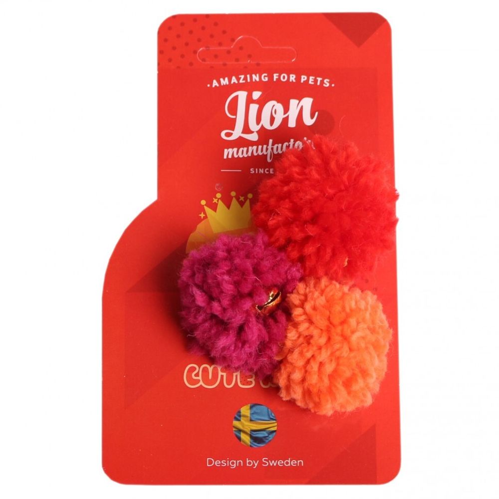 Игрушка для кошки Lion Помпон с бубенчиком 40 мм. 3 штуки в упаковке