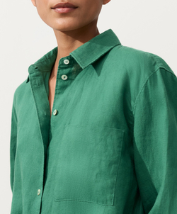 Oysho Рубашка свободного кроя из 100%-го льна, изумрудный