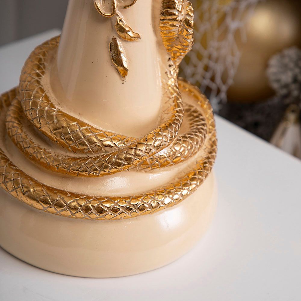 Настольная лампа Змея Катари Айвори с абажуром Тюссо Конфети Айвори