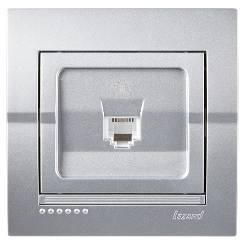 DERIY 702 2828 137 Розетка телеф.евро, серебристый металлик керамика