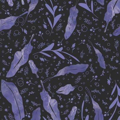 Very Peri листья на чёрном фоне