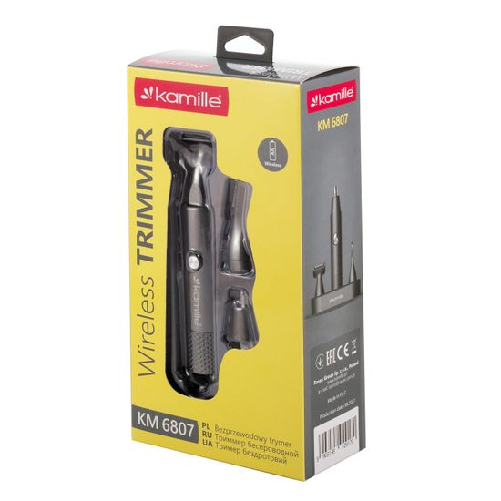 Триммер беспроводной для удаления волос Kamille KM 6807 с тремя насадками и подставкой