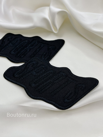 Нашивка черная "Sports" 9х5 см