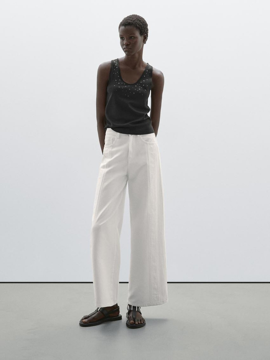 Massimo Dutti Джинсы широкого кроя, белый