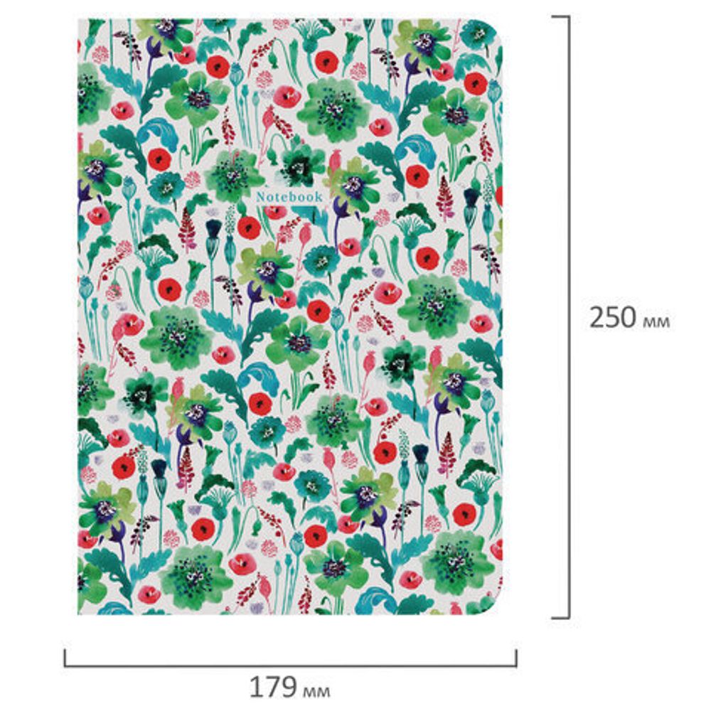 Тетрадь 60 л. без линовки обложка SoftTouch, бежевая бумага 70 г/м2, сшивка, В5 (179х250 мм), ЯГОДЫ, BRAUBERG, 403831