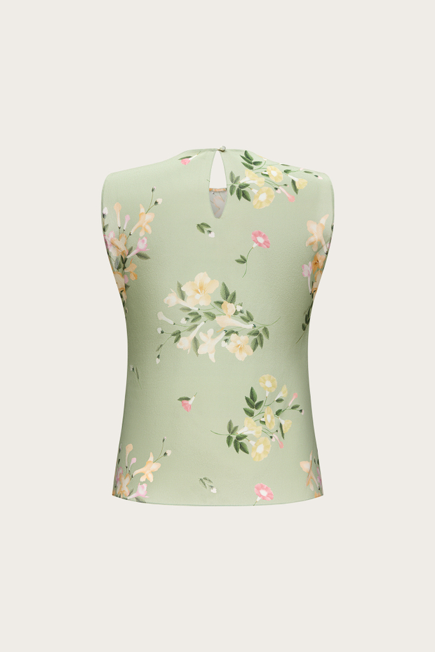 ТОП ИЗ ЗЕЛЕНОГО ШЕЛКА С АВТОРСКИМ ПРИНТОМ
