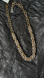 Колье Византия классическое плетение 35 см и доп.цепочка, оттенки золото и серебро