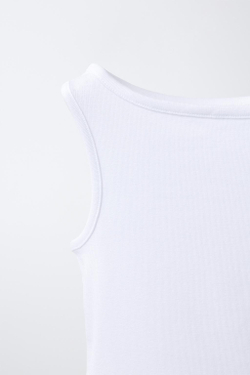 ZARA ОДНОТОННЫЙ ТОП ИЗ МОДАЛА, БЕЛЫЙ