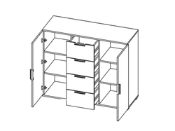 Харди комод широкий Дуб Делано Темный / Супермат Джелато