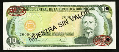 ДОМИНИКАНСКАЯ РЕСПУБЛИКА, 1988, 10 PESOS ORO [MUESTRA SIN VALOR]