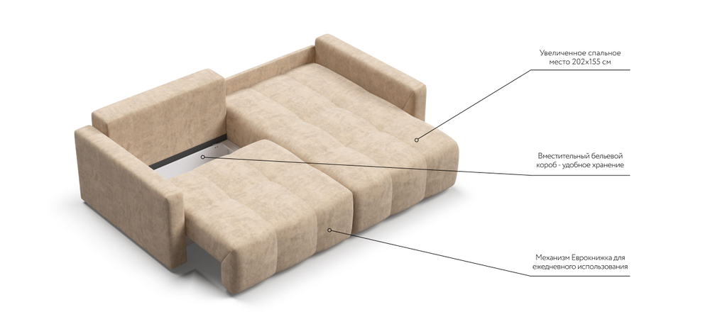 Угловой диван Босс Тренд Велюр Роял шампань