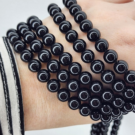 Жемчуг Майорка чёрная, классика, 8мм, штучно