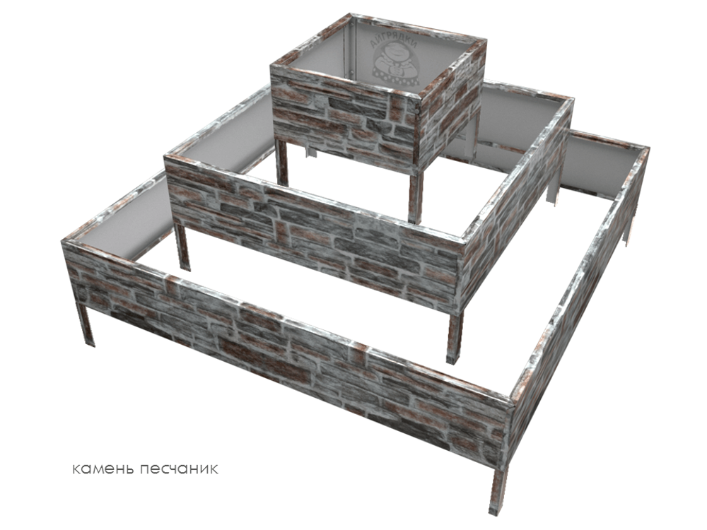 Клумба квадратная оцинкованная 3 яруса с выбором цвета полимерного покрытия