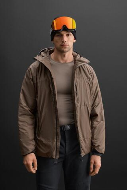 ZARA СТЕГАНАЯ КУРТКА ИЗ ПЛОТНОЙ ТКАНИ, ТЕМНЫЙ РЫЖЕВАТО-КОРИЧНЕВЫЙ