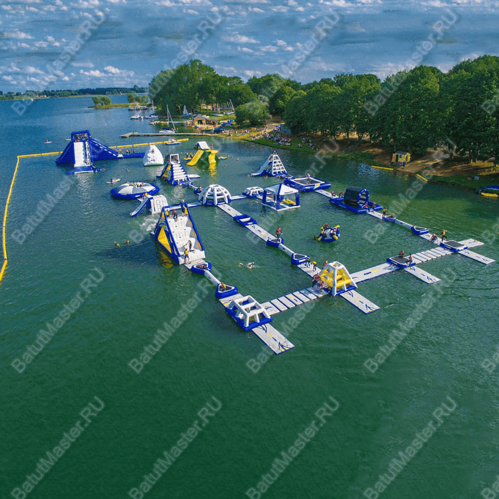Надувной аквапарк с горками «Улыбка моря 2», 60×35×5 м