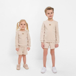 Костюм для девочек (свитшот, шорты) бежевый, р.122 (MINAKU)