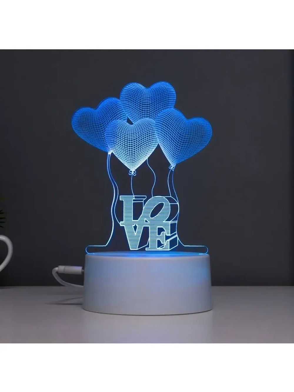 Светильник сенсорный «Четыре сердца» LED 7 цветов USB/от бат