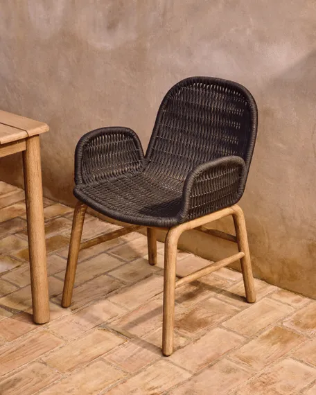 Уличный стул Alipa из массива акации и темно-серой веревки