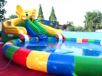 Надувной наземный аквапарк «Морской слон» 19*14*5 м, размер бассейна 14*14*0.8 м