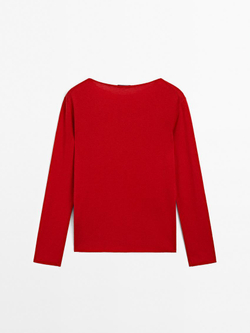 Massimo Dutti Свитер с воротником лодочкой из смесовой шерсти, красный