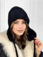 шапка ушанка осенняя-зимняя вязаная с ушками